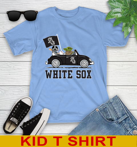 MLB Baseball Chicago White Sox Darth Vader Baby Yoda Driving Star Wars Shirt Youth T-Shirt 11