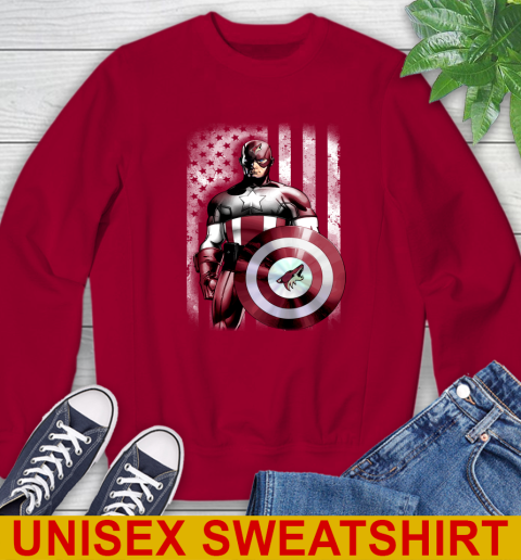 Arizona Coyotes NHL Hockey Captain America Marvel Avengers American Flag Shirt Sweatshirt 9