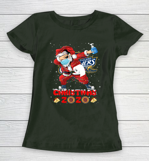 Cleveland Cavaliers Funny Santa Claus Dabbing Christmas 2020 NBA Women's T-Shirt 4
