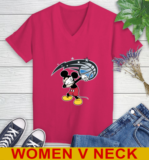 Orlando Magic NBA Basketball Dabbing Mickey Disney Sports Women's V-Neck T-Shirt 10