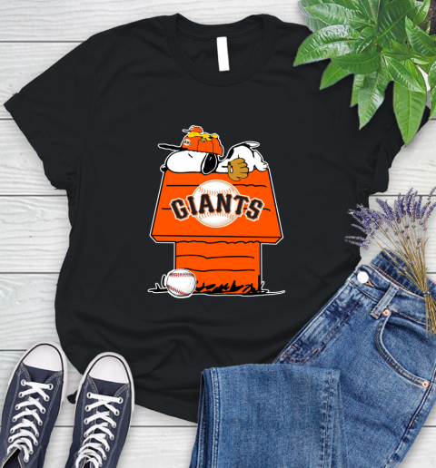 MLB San Francisco Giants Snoopy Woodstock The Peanuts Movie Baseball T Shirt_000 Women's T-Shirt 2