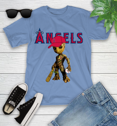 MLB Los Angeles Angels Groot Guardians Of The Galaxy Baseball Youth T-Shirt 11