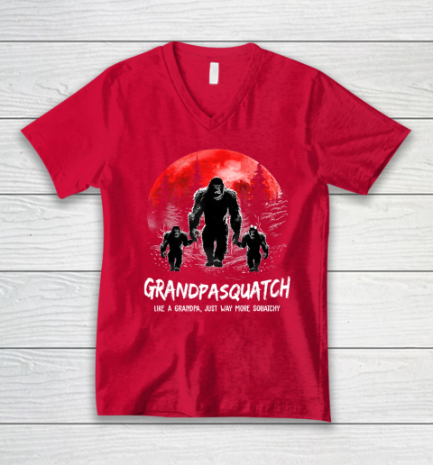 Grandpa Squatch Like A Grandpa Just Way More Squatchy Funny V-Neck T-Shirt 5