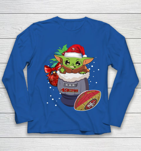 San Francisco 49ers Christmas Baby Yoda Star Wars Funny Happy NFL Youth Long Sleeve 9