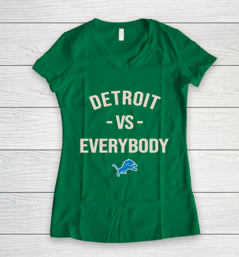 Detroit Lions Vs Everybody Women's V-Neck T-Shirt 3