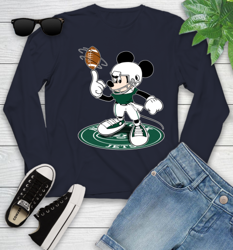 NFL Football New York Jets Cheerful Mickey Disney Shirt Youth Long Sleeve 3