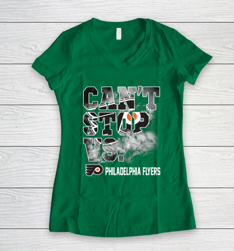 NHL Philadelphia Flyers Hockey Can't Stop Vs Women's V-Neck T-Shirt 3