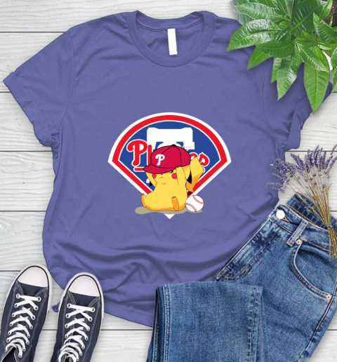 MLB Pikachu Baseball Sports Philadelphia Phillies Women's T-Shirt 11