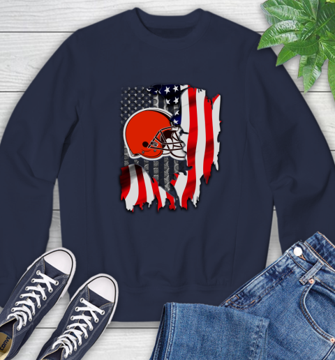 Cleveland Browns NFL Football American Flag Sweatshirt 2