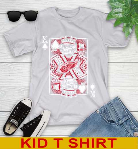 Detroit Red Wings NHL Hockey The King Of Spades Death Cards Shirt Youth T-Shirt 4