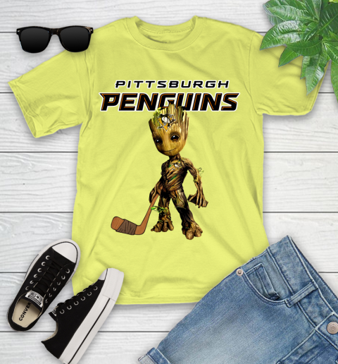 Pittsburgh Penguins NHL Hockey Groot Marvel Guardians Of The Galaxy Youth T-Shirt 8