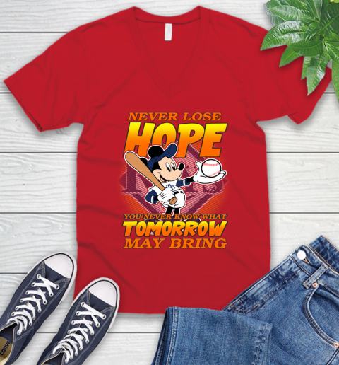 Tampa Bay Rays MLB Baseball Mickey Disney Never Lose Hope V-Neck T-Shirt 6