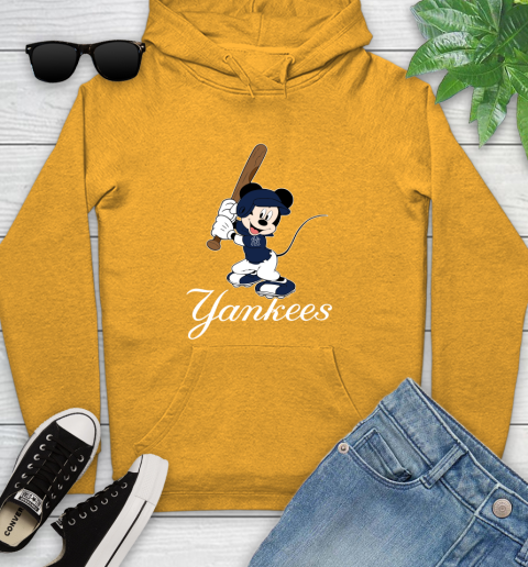 MLB Baseball New York Yankees Cheerful Mickey Mouse Shirt Youth Hoodie 3