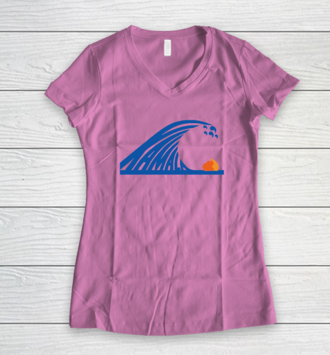 Blue Wave For Kamala Harris Trump Funny Women's V-Neck T-Shirt 6