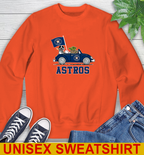 MLB Baseball Houston Astros Darth Vader Baby Yoda Driving Star Wars Shirt Sweatshirt 4