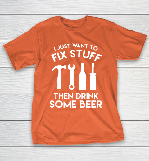 Grandpa Funny Gift Apparel  Fix Stuff And Drink Beer Grandpa Dad Handy Man T-Shirt 14