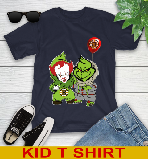 Boston Bruins Baby Pennywise Grinch Christmas NHL Hockey Youth T-Shirt 3