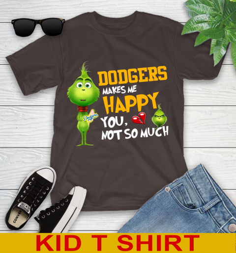 MLB Los Angeles Dodgers Makes Me Happy You Not So Much Grinch Baseball Sports Youth T-Shirt 6