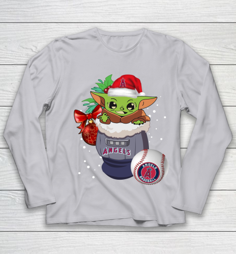 Los Angeles Angels Christmas Baby Yoda Star Wars Funny Happy MLB Youth Long Sleeve 5