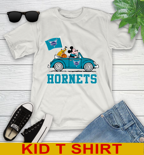 NBA Basketball Charlotte Hornets Pluto Mickey Driving Disney Shirt Youth T-Shirt 12