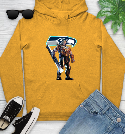NFL Thanos Gauntlet Avengers Endgame Football Seattle Seahawks Youth Hoodie 3