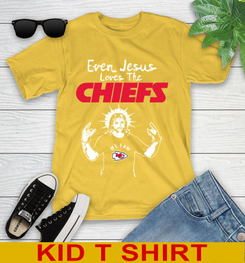 Kansas City Chiefs NFL Football Even Jesus Loves The Chiefs Shirt Youth T-Shirt 9