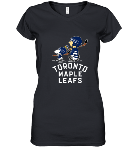 Let's Play Toronto Maples Leafs Ice Hockey Snoopy NHL Women's V-Neck T-Shirt