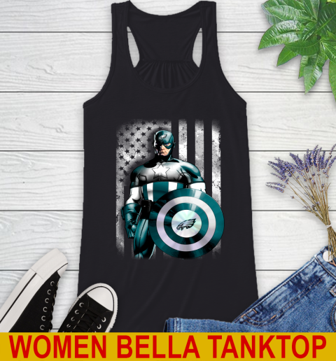 Philadelphia Eagles NFL Football Captain America Marvel Avengers American Flag Shirt Racerback Tank