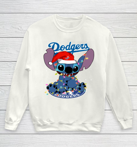 Los Angeles Dodgers MLB noel stitch Baseball Christmas Youth Sweatshirt