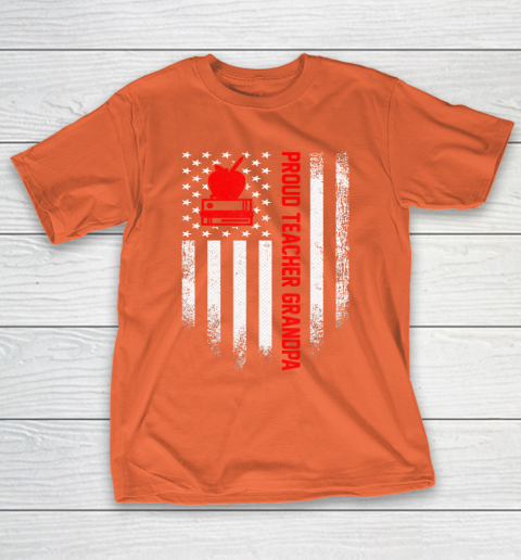 GrandFather gift shirt Vintage USA American Flag Proud Teacher Grandpa Distressed T Shirt T-Shirt 4