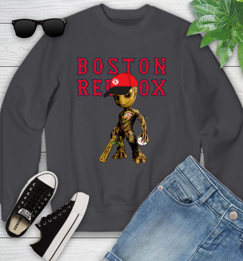 MLB Boston Red Sox Groot Guardians Of The Galaxy Baseball Youth Sweatshirt 6