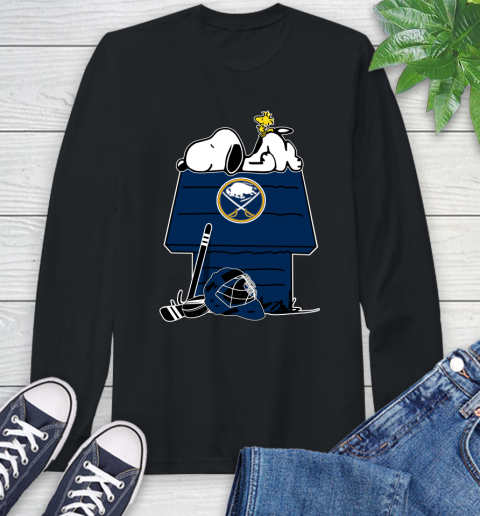 Buffalo Sabres NHL Hockey Snoopy Woodstock The Peanuts Movie Long Sleeve T-Shirt 2