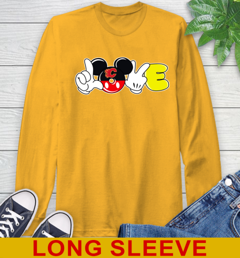Calgary Flames NHL Hockey Love Mickey Disney Sports Long Sleeve T-Shirt 3
