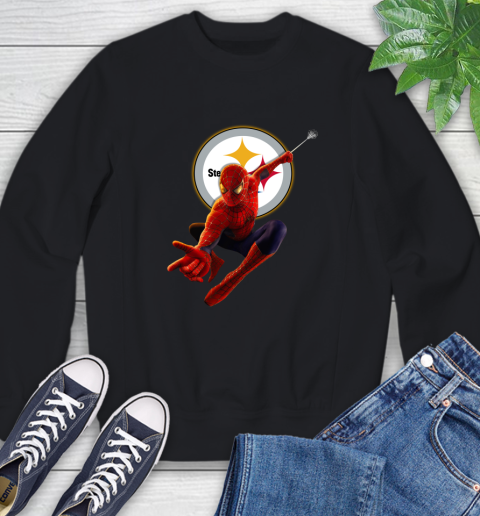 NFL Spider Man Avengers Endgame Football Pittsburgh Steelers Sweatshirt 2
