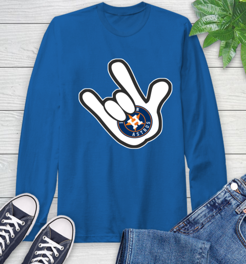 Houston Astros MLB Baseball Mickey Rock Hand Disney Long Sleeve T-Shirt 9