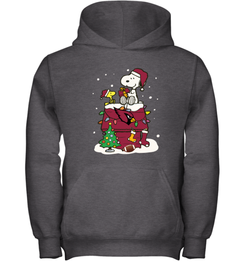q61f a happy christmas with arizona cardinals snoopy youth hoodie 43 front dark heather