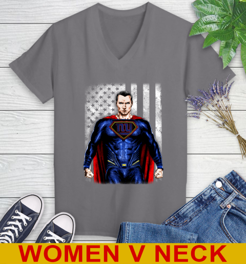 NFL Football New York Giants Superman DC Shirt Women's V-Neck T-Shirt 11
