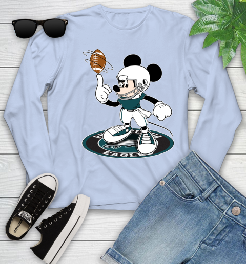 NFL Football Philadelphia Eagles Cheerful Mickey Disney Shirt Youth Long Sleeve 9