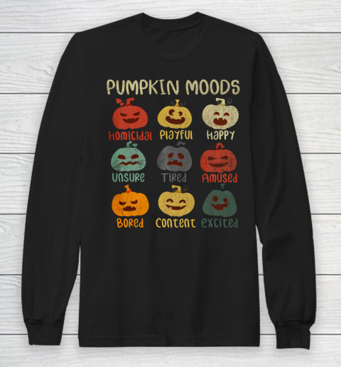 Halloween Pumpkins Emotions Funny Pumpkin Moods Long Sleeve T-Shirt