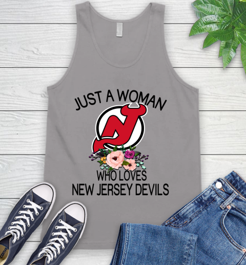 NHL Just A Woman Who Loves New Jersey Devils Hockey Sports Tank Top 2