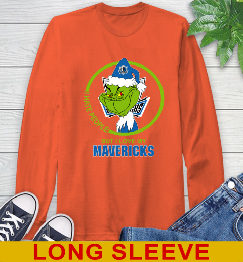 Dallas Mavericks NBA Christmas Grinch I Hate People But I Love My Favorite Basketball Team Long Sleeve T-Shirt 5