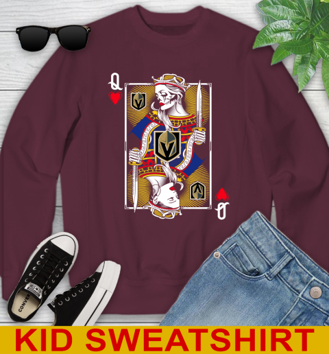 NHL Hockey Vegas Golden Knights The Queen Of Hearts Card Shirt Youth Sweatshirt 4