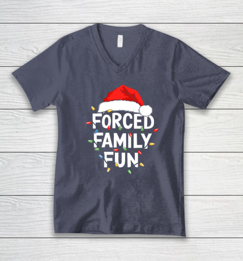 Forced Family Fun Shirt Christmas Pajamas V-Neck T-Shirt 6
