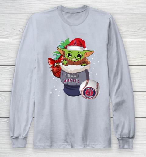 Los Angeles Angels Christmas Baby Yoda Star Wars Funny Happy MLB Long Sleeve T-Shirt 6