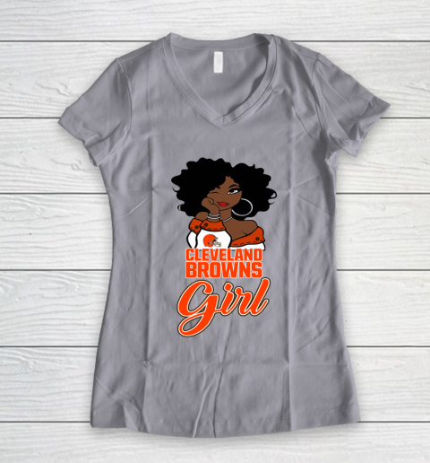 Cleveland Browns Girl NFL Women's V-Neck T-Shirt 4