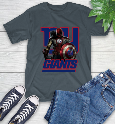 NFL Captain America Thor Spider Man Hawkeye Avengers Endgame Football New York Giants T-Shirt 9