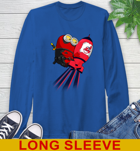 MLB Baseball Cleveland Indians Deadpool Minion Marvel Shirt Long Sleeve T-Shirt 11