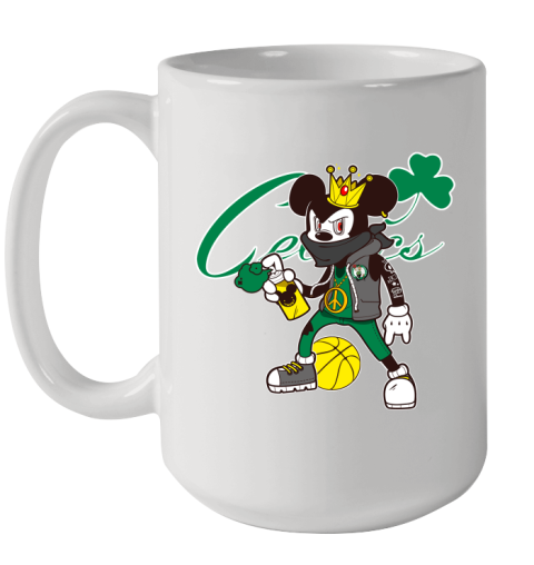 Boston Celtics NBA Basketball Mickey Peace Sign Sports Ceramic Mug 15oz