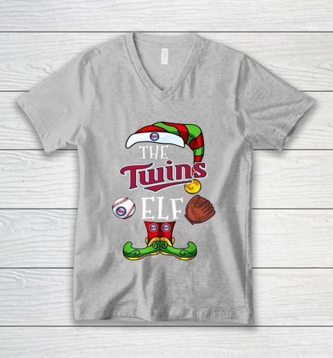 Minnesota Twins Christmas ELF Funny MLB V-Neck T-Shirt 3
