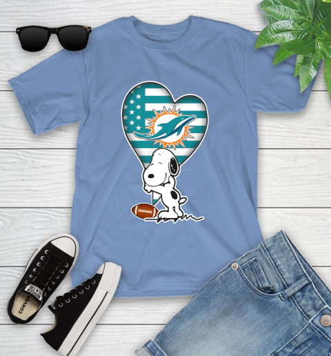 Miami Dolphins NFL Football The Peanuts Movie Adorable Snoopy Youth T-Shirt 11
